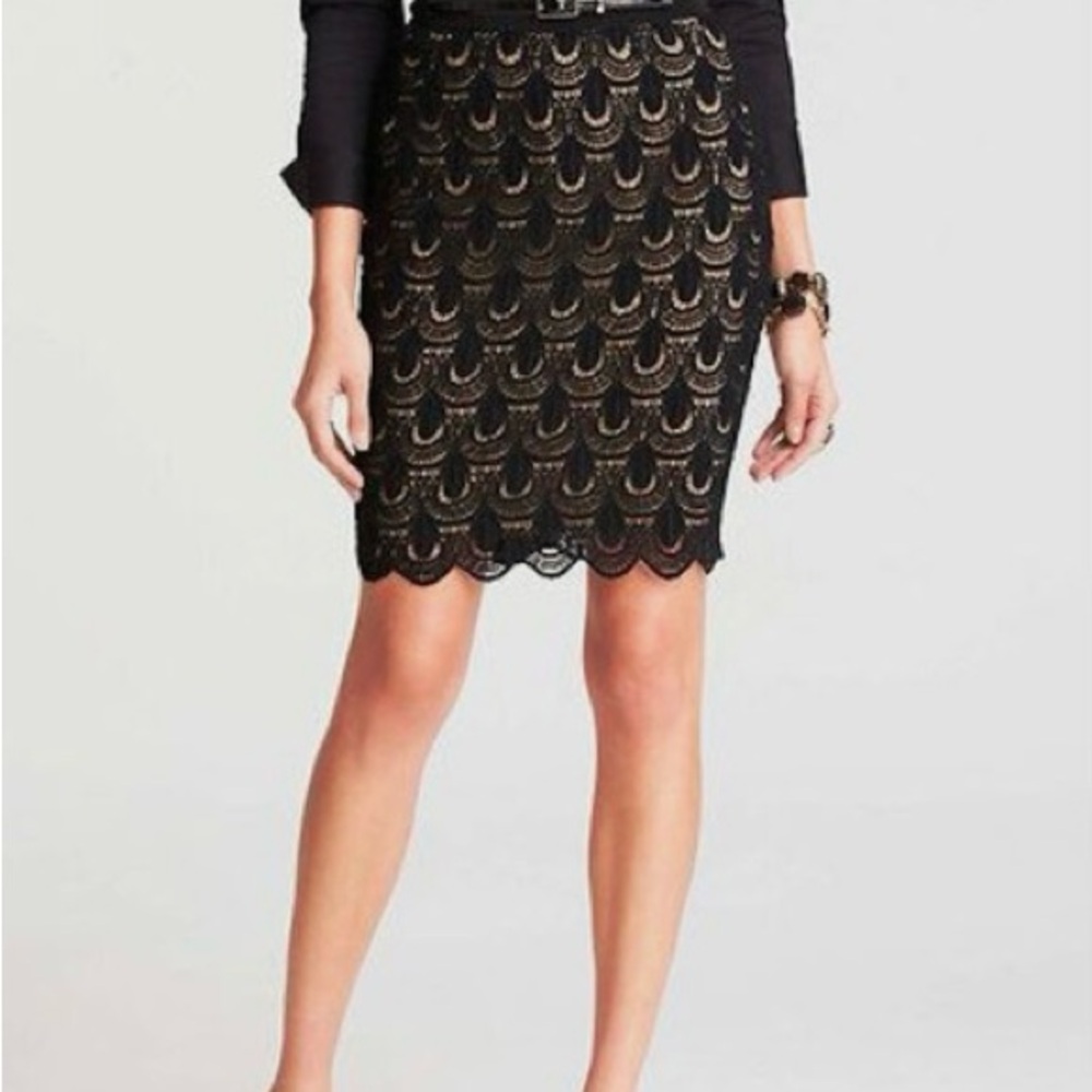 Ann Taylor Black Lace Pencil Skirt